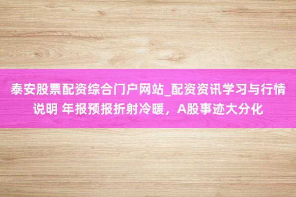 泰安股票配资综合门户网站_配资资讯学习与行情说明 年报预报折射冷暖，A股事迹大分化