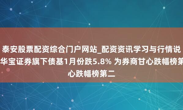 泰安股票配资综合门户网站_配资资讯学习与行情说明 华宝证券旗下债基1月份跌5.8% 为券商甘心跌幅榜第二