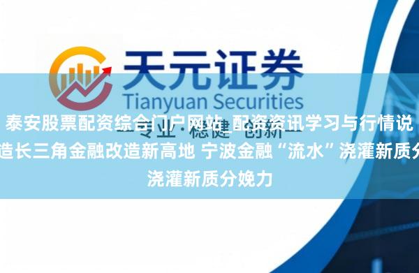 泰安股票配资综合门户网站_配资资讯学习与行情说明 打造长三角金融改造新高地 宁波金融“流水”浇灌新质分娩力