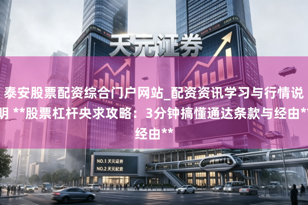 泰安股票配资综合门户网站_配资资讯学习与行情说明 **股票杠杆央求攻略：3分钟搞懂通达条款与经由**